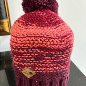 The North Face Women’s Burgundy and Pink Knit Beanie!